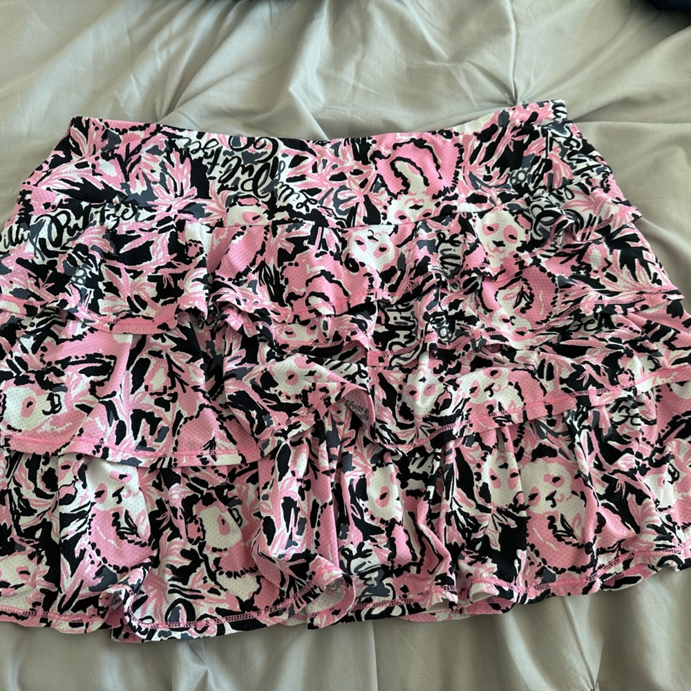 Lilly Pulitzer Pink and Black Floral Mini Skirt